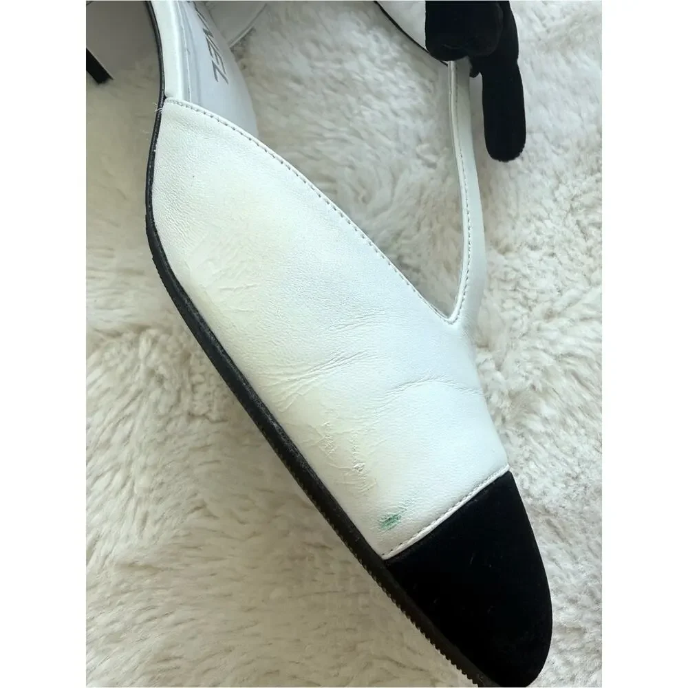CHANEL white shoes with velvet black bow size 39 EU or 9 US Authentic - Picture 3 of 13